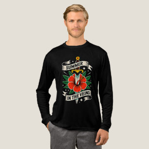 Floral Sword Emblem Vibrant Hibiscus Summer Tri-Blend Shirt