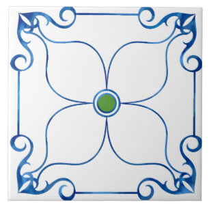 Floral Symmetry Mediterranean (Green) Tile