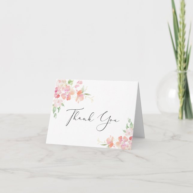 Floral Sympathy Funeral Thank You Card (Front)