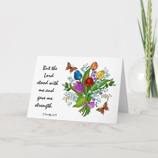 Floral Sympathy, Scripture Verse on God's Strength Card (Front)