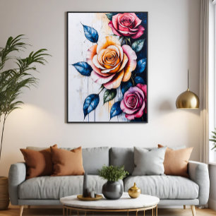 Floral Symphony Glossy Poster Canvas Print