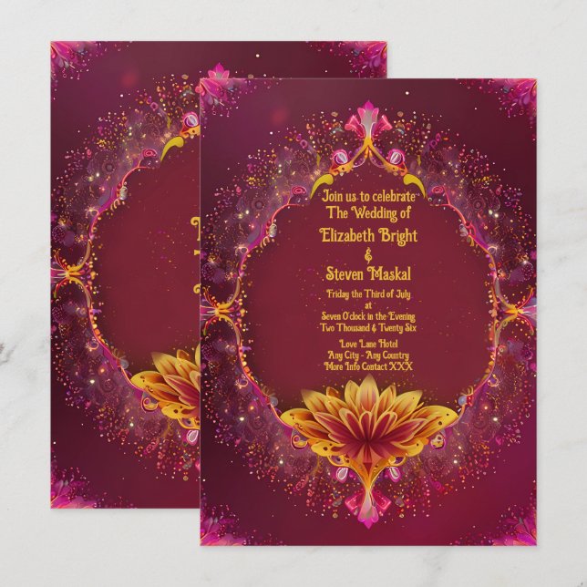 Floral Symphony: Wedding Elegance Collection Invitation (Front/Back)