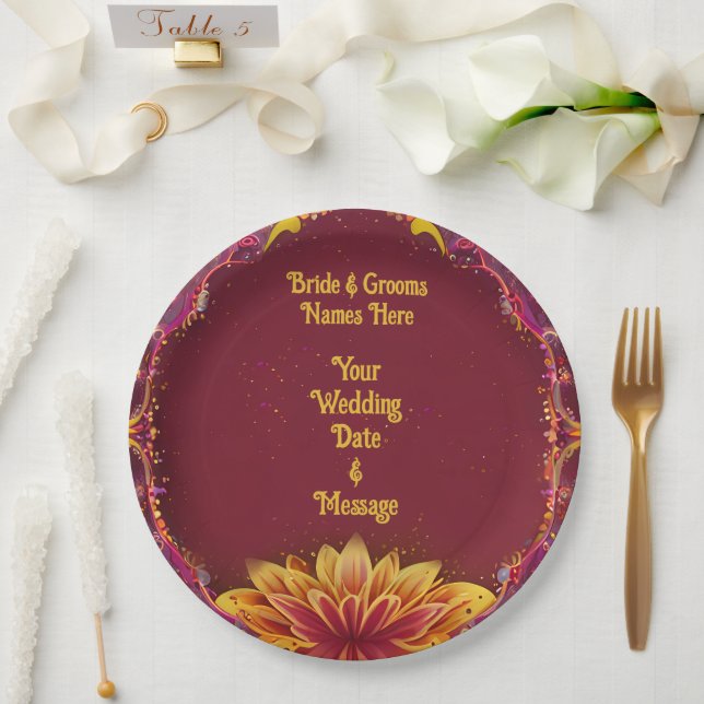 Floral Symphony: Wedding Elegance Collection Paper Plate (Wedding)