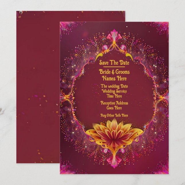 Floral Symphony: Wedding Elegance Collection Save The Date (Front/Back)