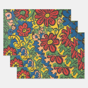 Floral Symphony Wrapping Paper Sheet