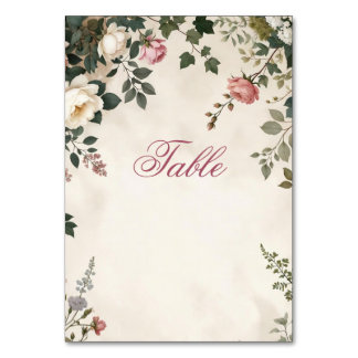 Floral Table Number Card | Blush Rose Garden Brida
