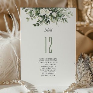 Floral Table Number Card with Guest Names