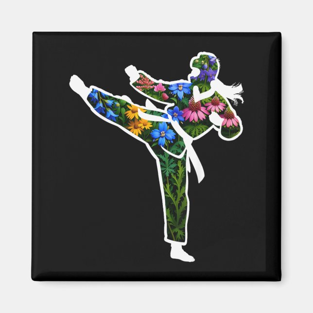 Floral Taekwondo Karate Magnet (Front)