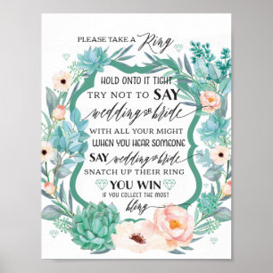 Floral Take a Ring Bridal Shower Game Sign