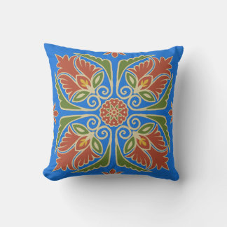 Floral Talavera Tile Outdoor Pillow