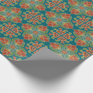 Floral Talavera Tile  Wrapping Paper