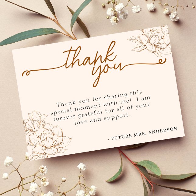 Floral Tan Brown Bridal Shower Thank You Card (Floral Tan Brown Bridal Shower Thank You Card
)