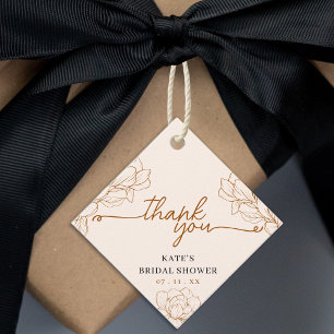 Floral Tan Brown Bridal Shower Thank You Favour Tags