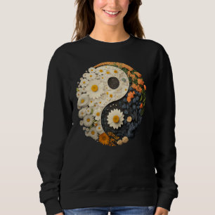 Floral Taoism Yin Yang Symbol on Flower Taijitu Yi Sweatshirt