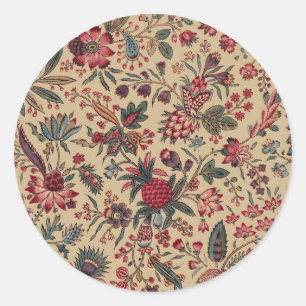 Floral Tapestry Needlework Flower Art Classic Round Sticker