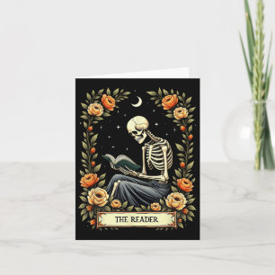 Floral Tarot Card The Reader Skeleton Reading Book