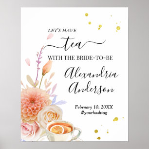 Floral Tea Bridal Shower Welcome Sign