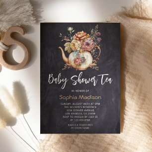 Floral Tea Chalkboard baby shower  Invitation