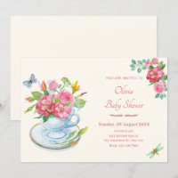 Floral tea cup baby shower