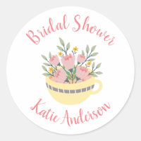 Floral Tea Cup Calligraphy Bridal Shower