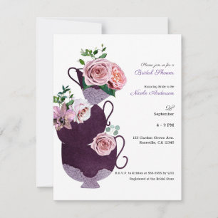 Floral Tea Cups Bridal Shower Party Invitation