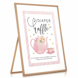 Floral Tea Party Baby Shower Diaper Raffle Sign