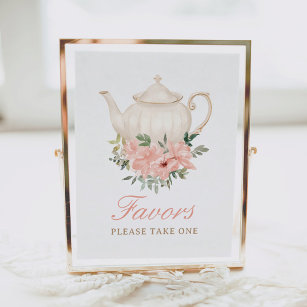 Floral Tea Party Baby Shower Favours Sign
