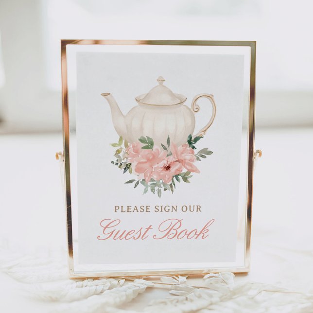 Floral Tea Party Baby Shower Guest Book Sign (Creator Uploaded)