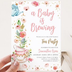  Floral Tea Party Baby Shower Invitation