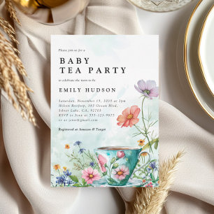 Floral Tea Party Baby Shower Invitation