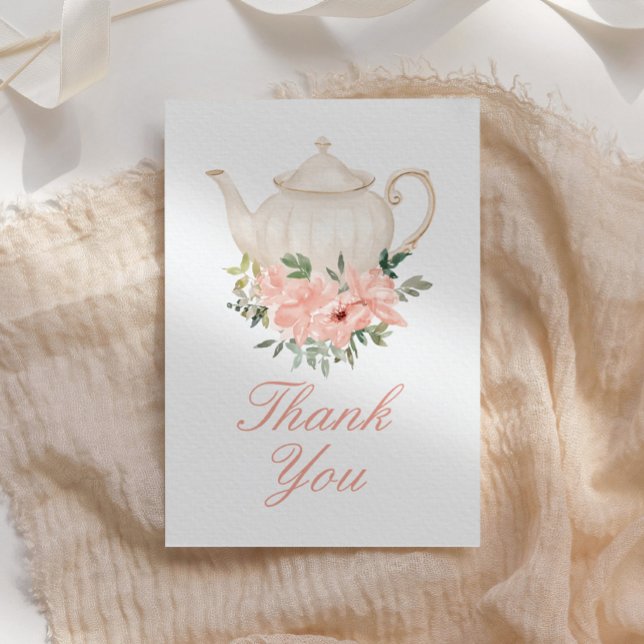 Floral Tea Party Baby Shower Thank You Card (Creator Uploaded)
