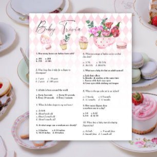 Floral tea party - Baby Trivia   Baby Shower Game