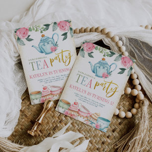 Floral Tea Party Birthday Invitation