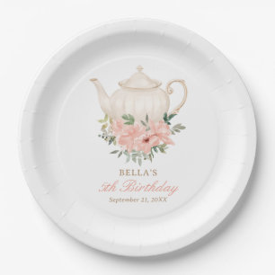 Floral Tea Party Birthday Paper Plate