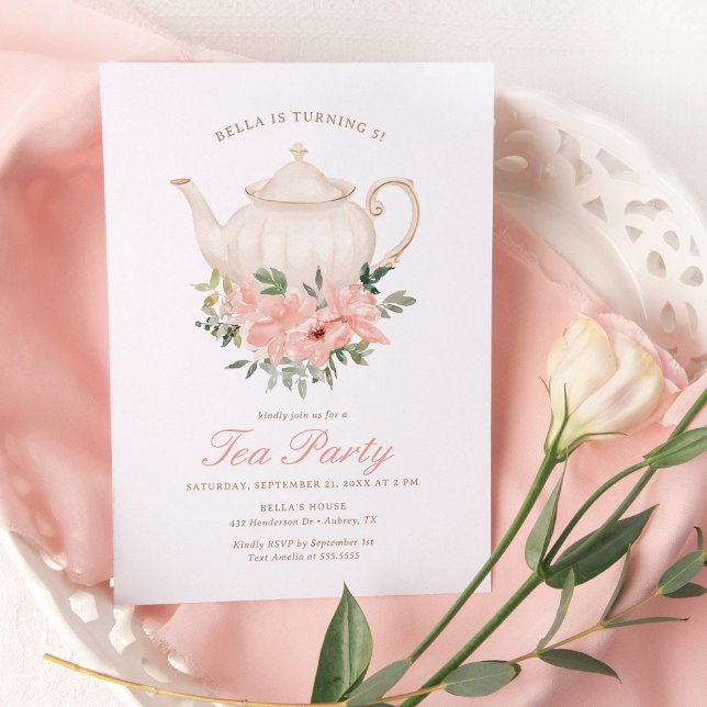 Floral Tea Party Birthday Party Invitation (Creator Uploaded)