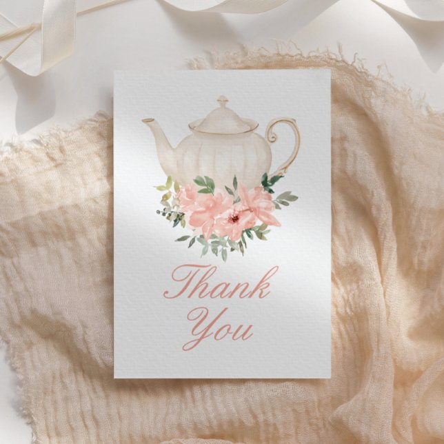 Floral Tea Party Birthday Party Thank You Card (Creator Uploaded)