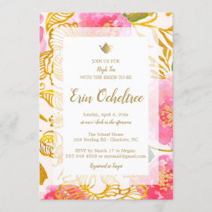 Floral Tea Party Bridal Shower Invitation