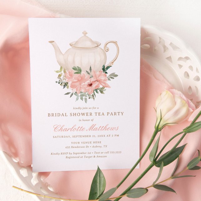 Floral Tea Party Bridal Shower Invitation (Creator Uploaded)