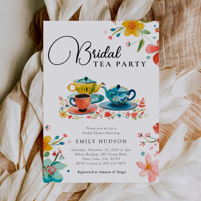 Floral Tea Party Bridal Shower Invitation (Creator Uploaded)
