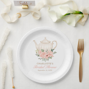 Floral Tea Party Bridal Shower Paper Plate