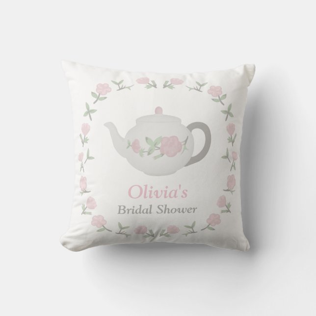 Floral Tea Party Bridal Shower Party Centrepiece Cushion (Front)
