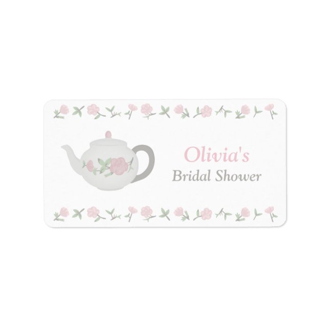 Floral Tea Party Bridal Shower Party Decor Label (Front)
