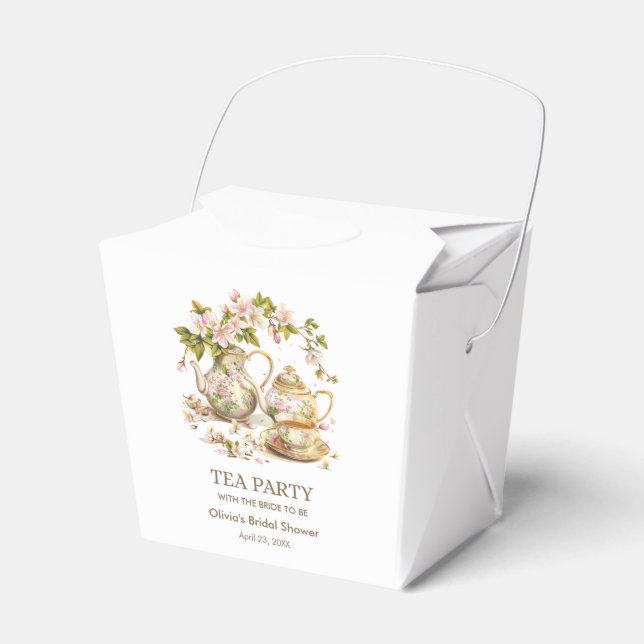 Floral Tea Party Time for Tea Bridal Shower  Favour Box (Front Side)