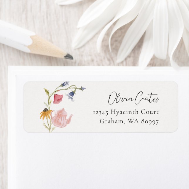 Floral Tea Return Address Label (Insitu)