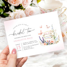 Floral Tea Watercolor Bridal Shower Invitation 