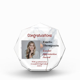 Floral Teacher Appreciation Award Keepsake Photo Block