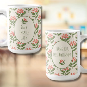 Floral Teacher Appreciation Mug Custom Name