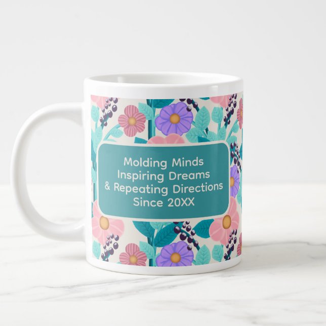 Floral Teacher Coffee Personalised Large Coffee Mug (Left)