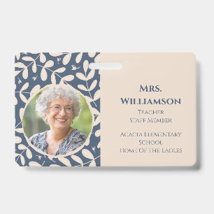 Floral Teacher Educator Staff Photo ID Badge