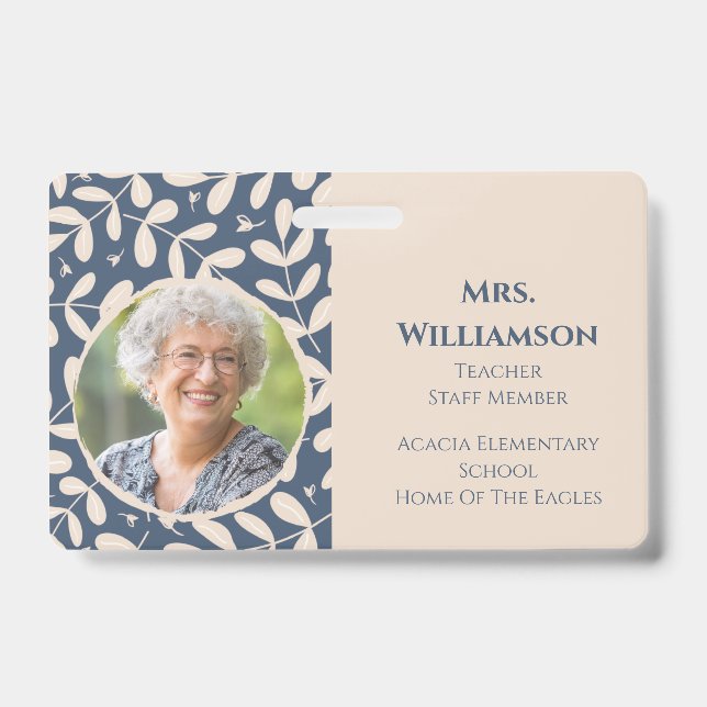 Floral Teacher Educator Staff Photo ID Badge (Front)